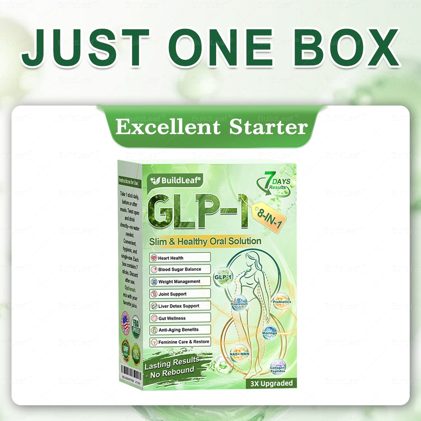 Official Store | BuildLeafยฎ GLP-1 8-in-1 Slim & Healthy Oral Solution (Once a day, results in 7 days), With 100 Billion CFU Active Probiotics โ
For obesity, abdominal bloating, sagging skin, diabetes, low energy, gut health, joint issues, and more